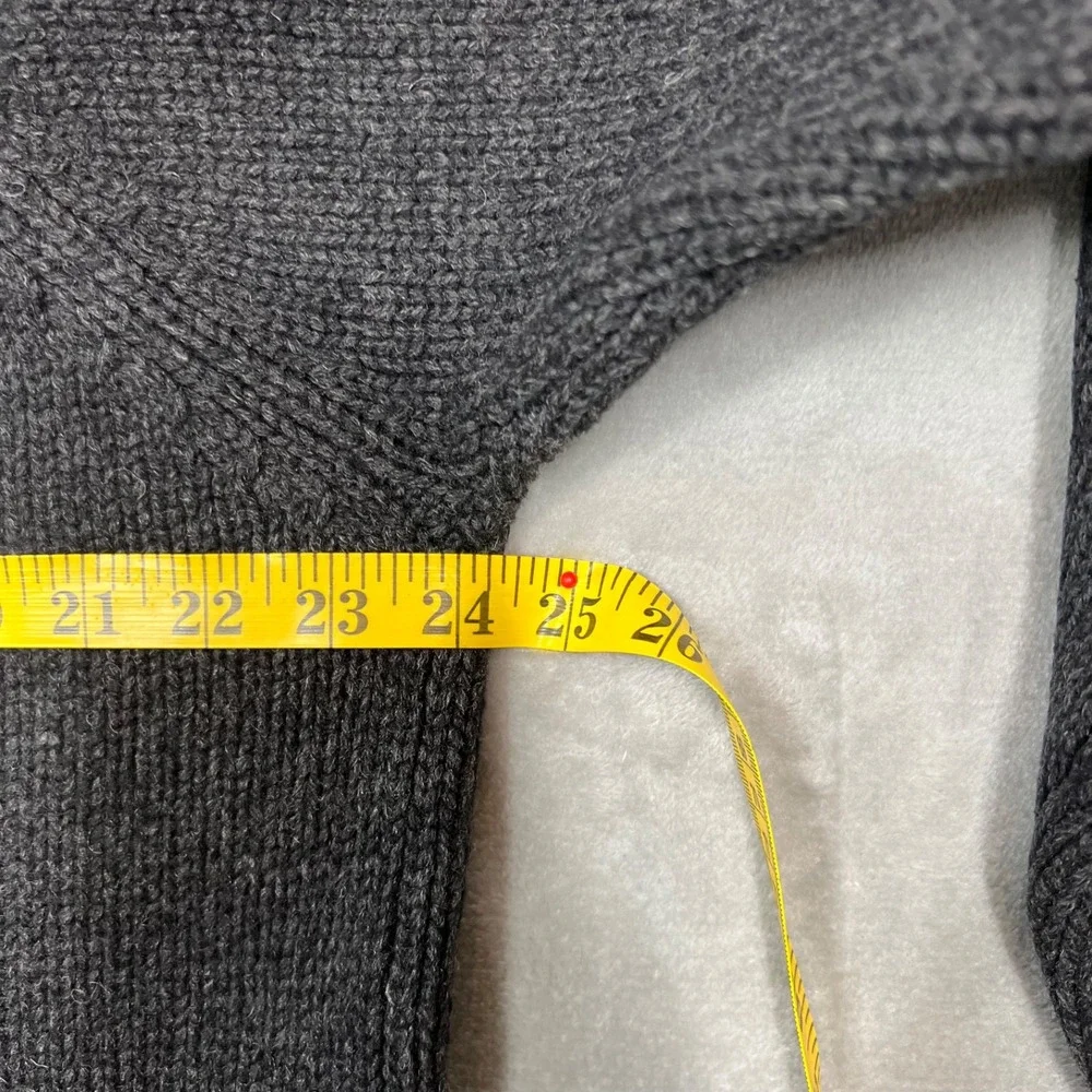 Vintage Gap Sweater Mens Large Gray Lambswool‎ V Neck Fisherman 90s Grandpa Dad